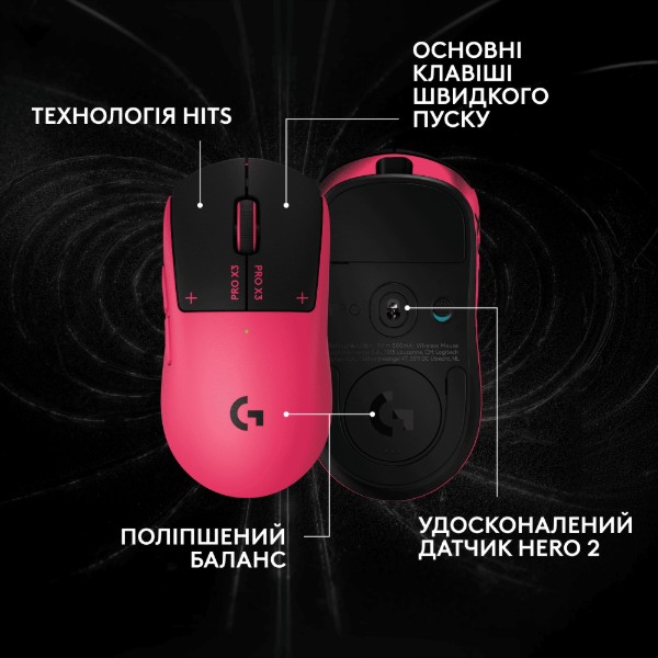 Фото - Миша бездротова ігрова Logitech G PRO X3 Superstrike Lightspeed Pink Eclipse (910-007827)