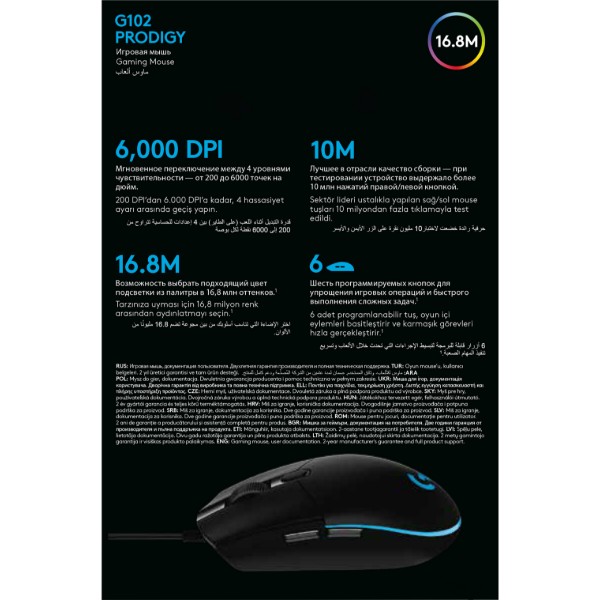 Фото - Миша дротова Logitech G102 Prodigy Black USB (910-004939)