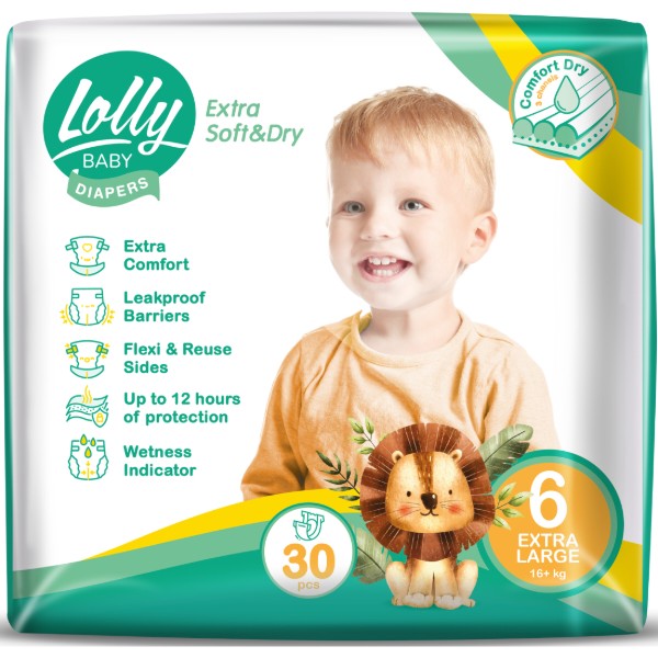 Фото - Одноразовые подгузники Lolly Soft Размер 6 (16+ кг.), 30 шт. (4820174981280)