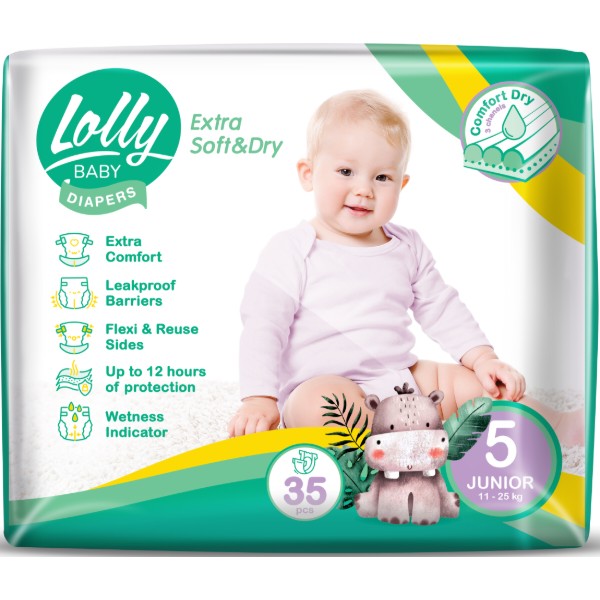 Фото - Одноразові підгузки Lolly Soft Розмір  5 (11-25 кг.), 35 шт. (4820174981273)