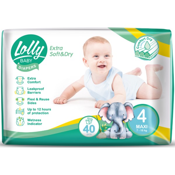 Фото - Одноразові підгузки Lolly Soft Розмір 4 (7-18 кг.), 40 шт. (4820174981266)