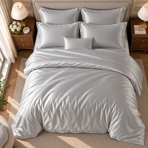 Фото - Комплект постільної білизни Love You 160×220х2 тенсель 300TC світло-сірий (ly63056)