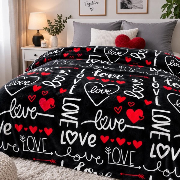 Фото - Плед полуторний Love You фліс велсофт Love 150x200 см (ly9135)