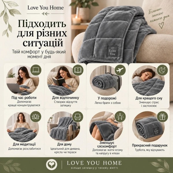 Фото - Плед односпальный Love You Отягощенный 70×100 см 3кг (ly4721)