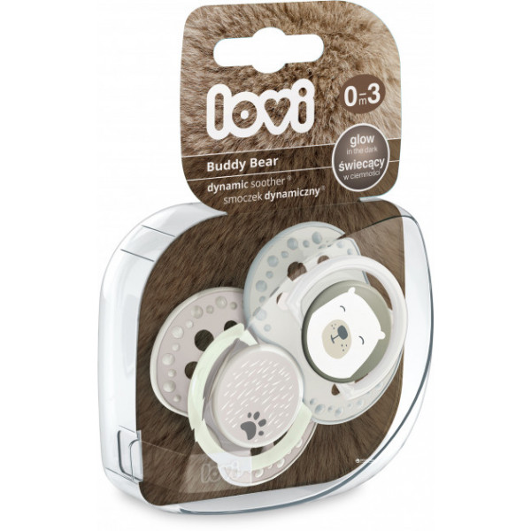Фото - Симетрична пустушка Lovi Buddy bear силиконовая, 2 шт. (22/863)