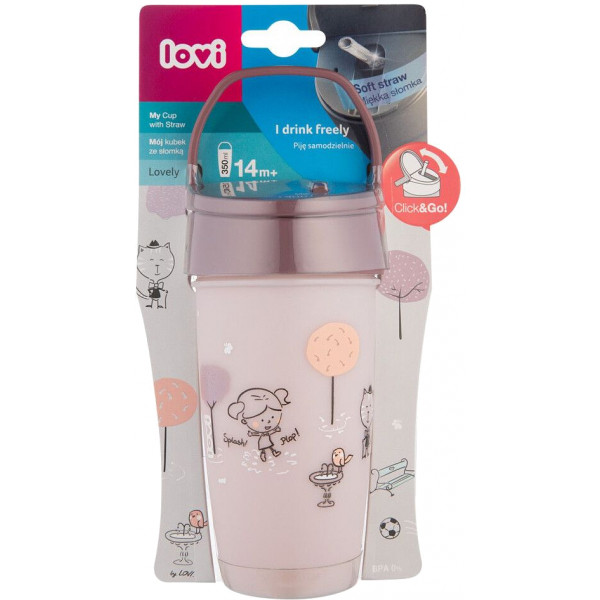Фото - Стакан-непроливайка дитячий Lovi Lovely Boy JUNIOR с трубочкой, 350 мл. (35/355boy)