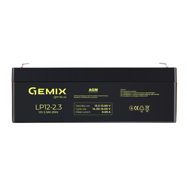 Фото - Акумулятор для ДБЖ Gemix LP12-2.3 Фото - Акумулятор для ДБЖ Gemix LP12-2.3