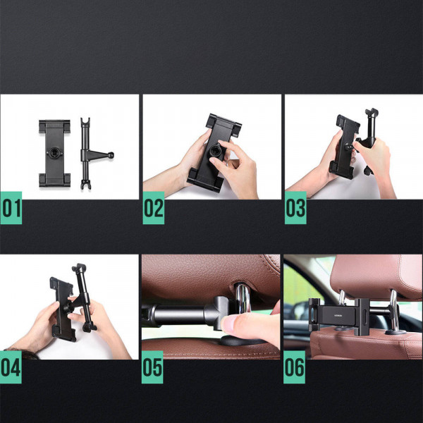 Фото - Тримач для мобільного пристрою UGREEN LP160 Car Headrest Mount Holder Black (60108)