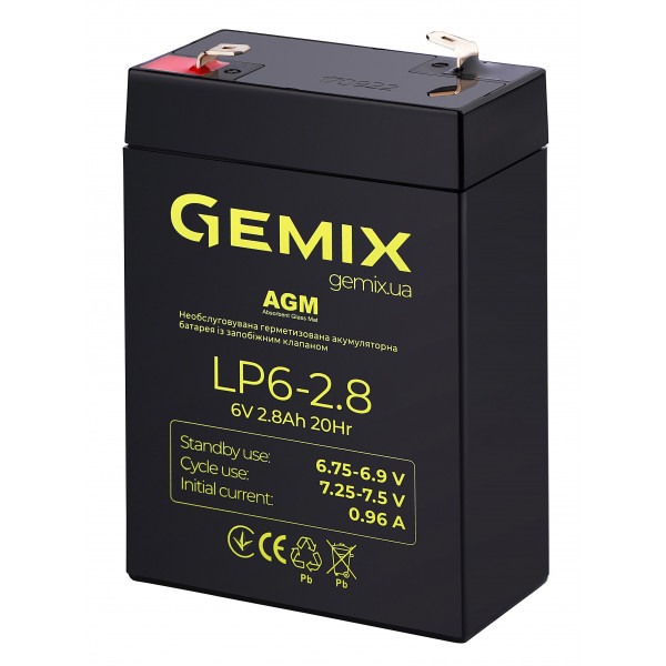 Фото - Акумулятор для ДБЖ Gemix LP6-2.8
