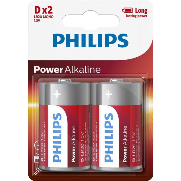 Фото - Батарейка тип D (LR-20) Philips Power Alkaline D BLI 2 (LR20P2B/10)