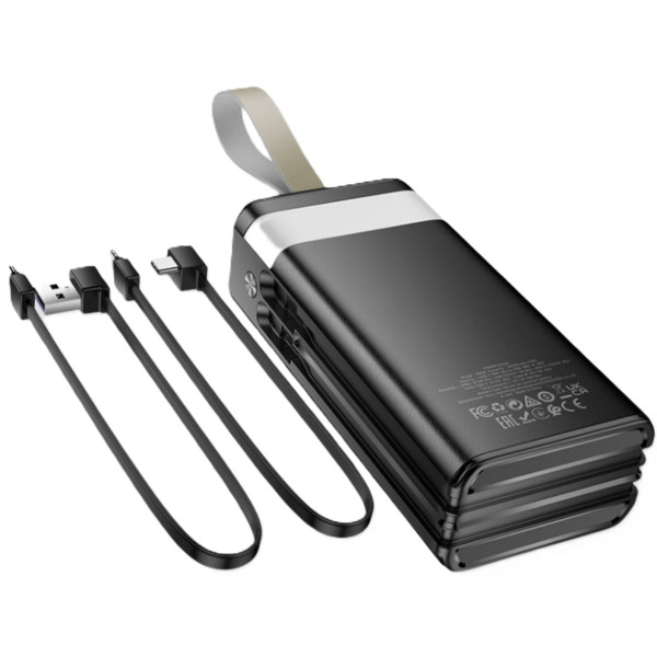 Фото - Батарея мобільна HOCO DB58 Plentiful 22.5W + вбудовані кабелі + LED 30000 mAh Black (715030)