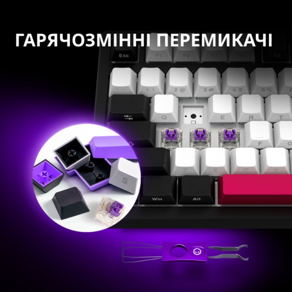 Фото - Клавиатура беспроводная игровая Lorgar KBP7075W Wireless Gaming Mechanical Pro Black-Red (LRG-KBP7075W-BK-US)