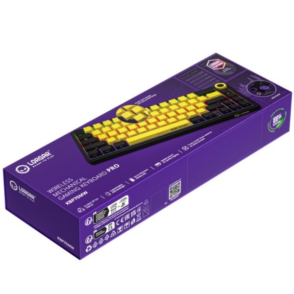 Фото - Клавиатура беспроводная игровая Lorgar KBP70MW Wireless Mechanical Pro Black-Yellow (LRG-KBP70MW-YL-US)