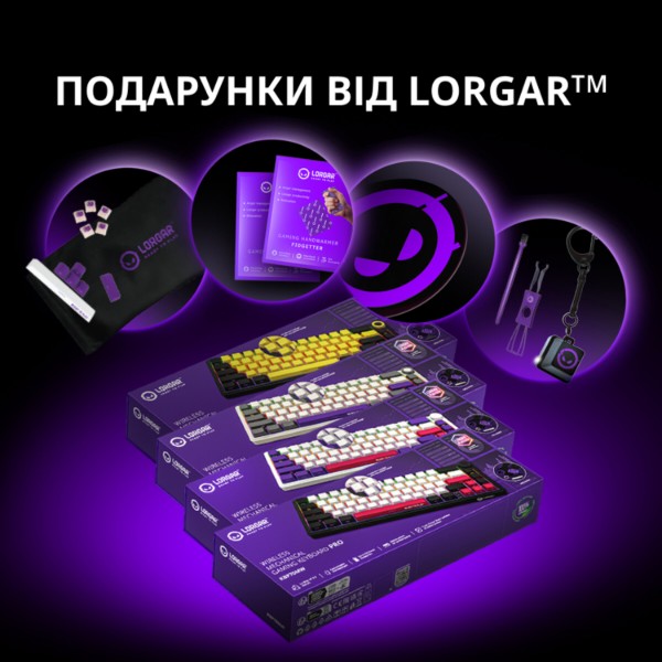 Фото - Клавиатура беспроводная игровая Lorgar KBP70MW Wireless Mechanical Pro Black-Yellow (LRG-KBP70MW-YL-US)
