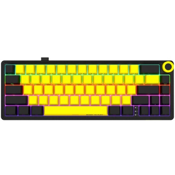 Фото - Клавиатура беспроводная игровая Lorgar KBP70MW Wireless Mechanical Pro Black-Yellow (LRG-KBP70MW-YL-US)