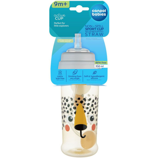 Фото - Поїльник-непроливайка дитячий Canpol babies з трубочкою і обтяжувачем BabiesBoo - гепард (56/510_ora)