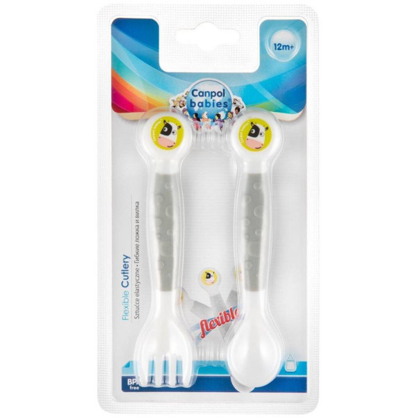 Фото - Набор детских столовых приборов для малыша Canpol babies Ложка и вилка эластичные (56/580)