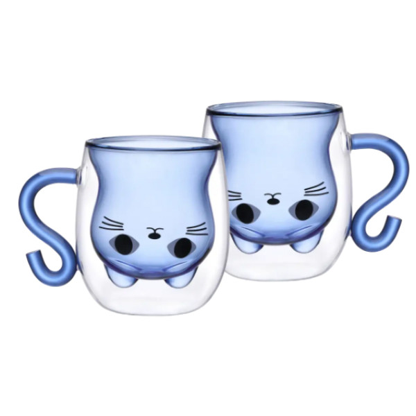 Фото - Набір чашок з подвійними стінками Vittora VT-5318-250 KITTY BLUE 2 шт. 250 мл