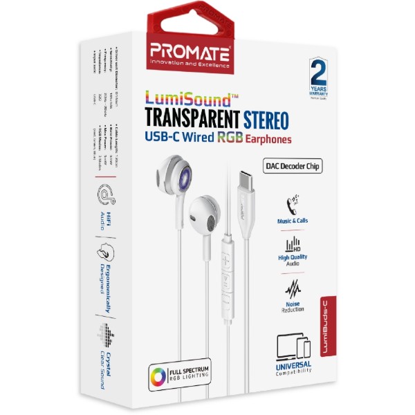 Фото - Наушники вкладыши проводные Promate lumibuds-c.silver