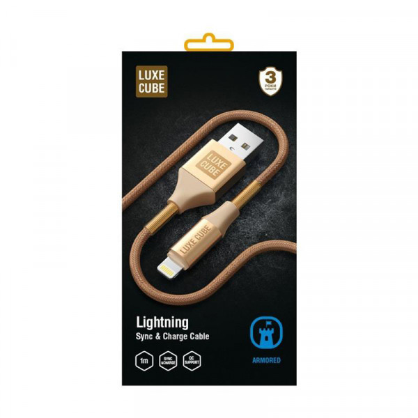 Фото - Кабель синхронізації даних Luxe Cube Armored USB-Lightning 1m Gold (8886668670012)