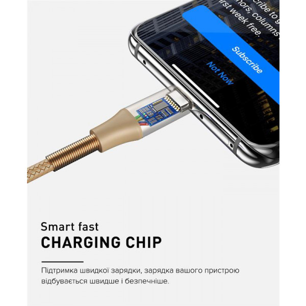 Фото - Кабель синхронізації даних Luxe Cube Armored USB-Lightning 1m Gold (8886668670012)