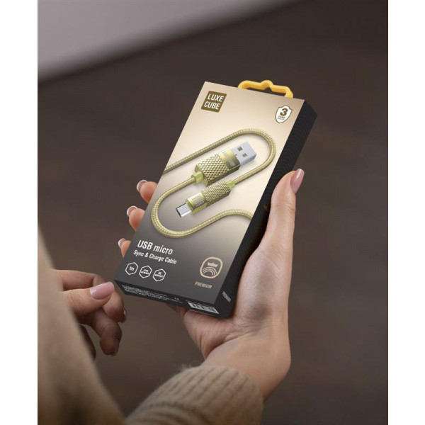 Фото - Кабель Luxe Cube Premium USB-microUSB 1m Gold (8889986489885)
