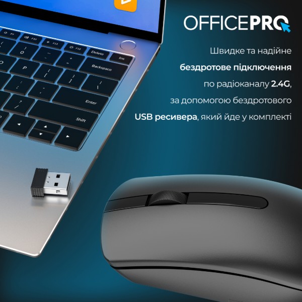 Фото - Миша бездротова OfficePro Silent Click Wireless Black (M175B)