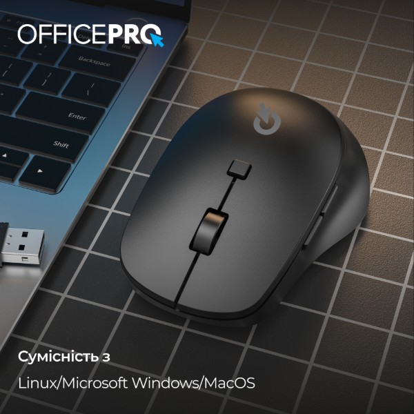 Фото - Мышь беспроводная OfficePro Silent Click Ergonomic Wireless Black (M305B)