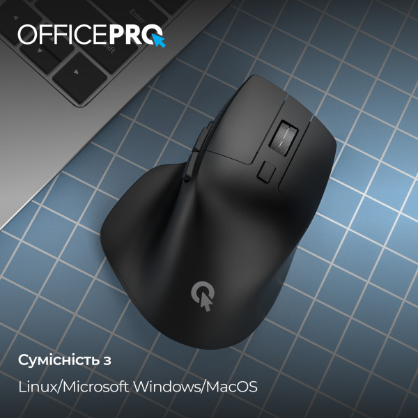 Фото - Мышь беспроводная OfficePro Silent Click Ergonomic Wireless Black (M395B)