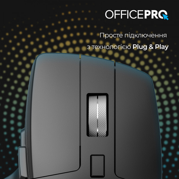 Фото - Мышь беспроводная OfficePro Silent Click Ergonomic Wireless Black (M395B)