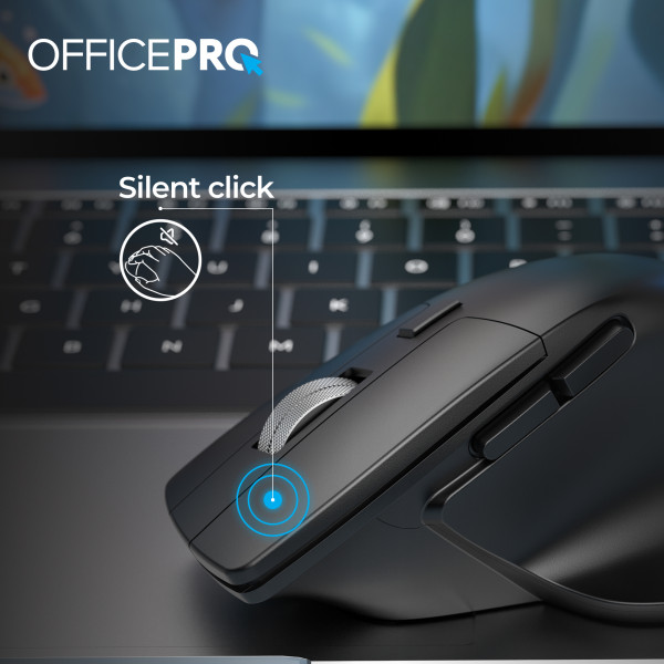 Фото - Мышь беспроводная OfficePro Silent Click Ergonomic Wireless Black (M395B)