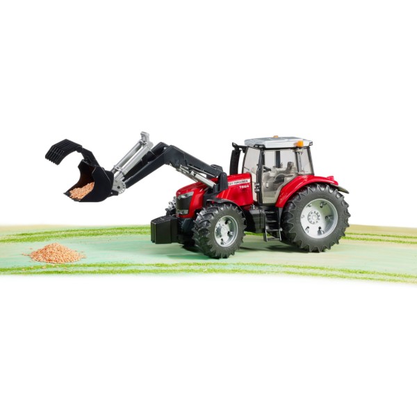 Фото - Наземная строительная техника BRUDER Трактор Massey Ferguson 7624 с передним погрузчиком  (03047)