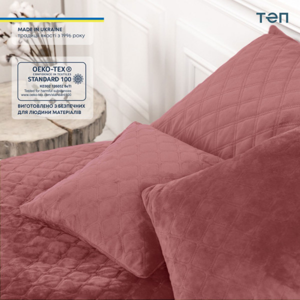 Фото - Покривало двоспальне ТЕП Velour 240х260 см  Mesa rose/Ромб круглий (4-00518_22727)