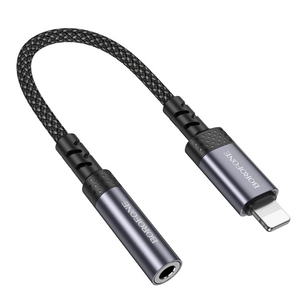 Фото - Переходник аудио BOROFONE BV24 iP to 3.5mm Metal Grey (6941991120398)