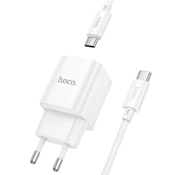 Фото - Мережевий зарядний пристрій HOCO C147A Charm PD20W+QC3.0 charger set (C to C)(EU) White (6942007630290)