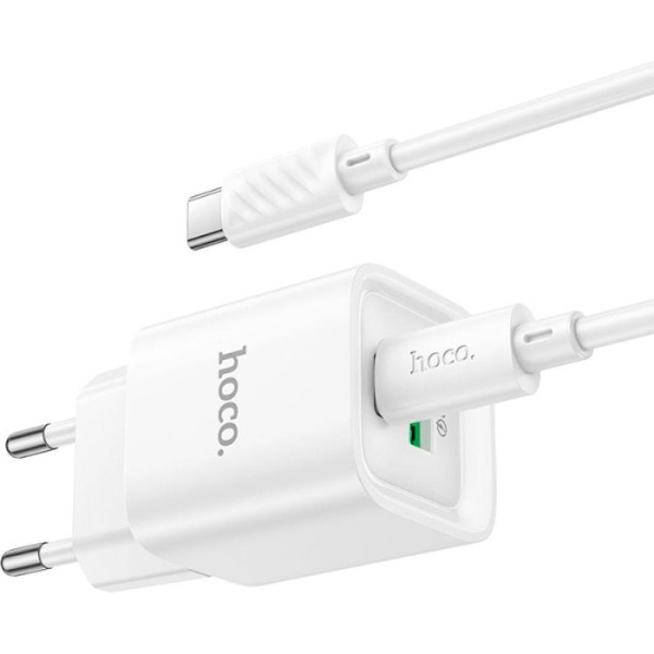 Фото - Мережевий зарядний пристрій HOCO C147A Charm PD20W+QC3.0 charger set (C to C)(EU) White (6942007630290)