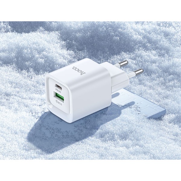 Фото - Мережевий зарядний пристрій HOCO C147A Charm PD20W+QC3.0 charger set (C to C)(EU) White (6942007630290)