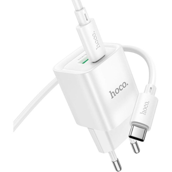 Фото - Мережевий зарядний пристрій HOCO C147A Charm PD20W+QC3.0 charger set (C to C)(EU) White (6942007630290)