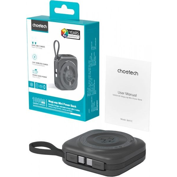 Фото - Батарея мобильная Choetech Magnetic Wireless 10000mAh 22,5W (B697C-BKGY)