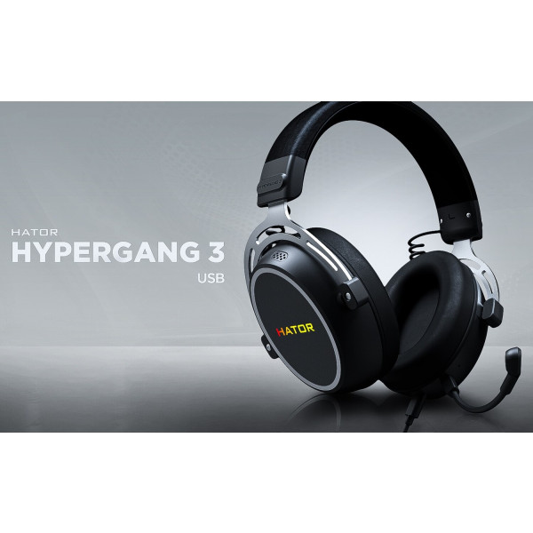 Фото - Гарнітура дротова ігрова Hator HYPERGANG 3 Hi-Res USB7.1 Black (ESH50)