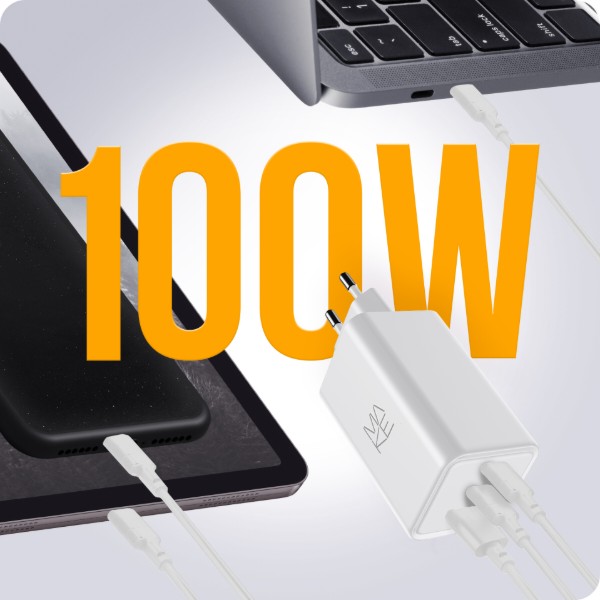 Фото - Мережевий зарядний пристрій MAKE 100W GaN 2xPD + QC3.0 White (MCW-10031GWH)