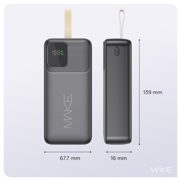 Фото - Батарея мобільна MAKE 30000mAh 65W Black (MPB-306BK)