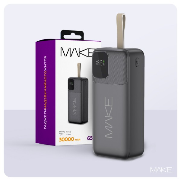 Фото - Батарея мобільна MAKE 30000mAh 65W Black (MPB-306BK)