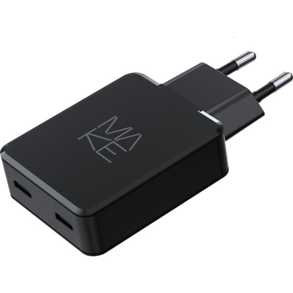 Фото - Мережевий зарядний пристрій MAKE 65W GaN Ultra Slim 2xPD Black (MCW-6521GBK)