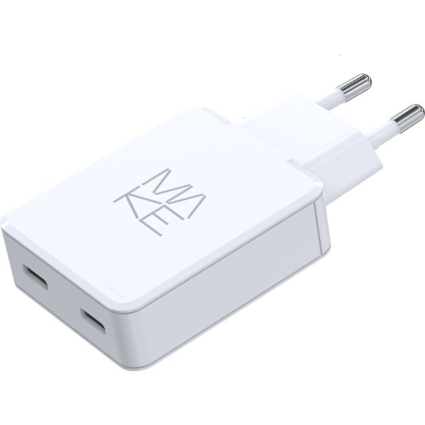 Фото - Мережевий зарядний пристрій MAKE 65W GaN Ultra Slim 2xPD White (MCW-6521GWH)