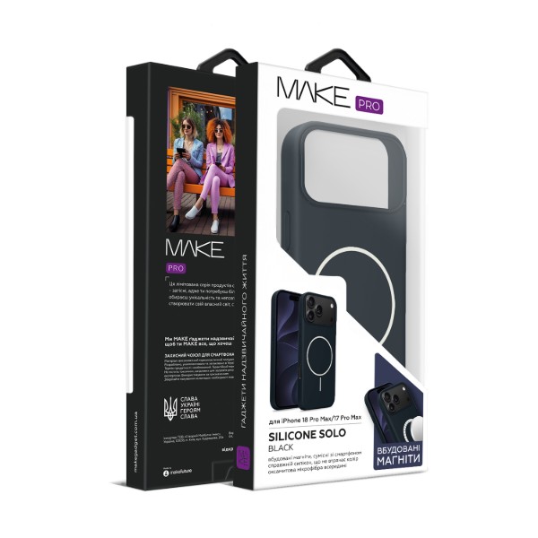 Фото - Чохол для смартфона MAKE Solo Magnet for Apple iPhone 18 Pro Max/17 Pro Max , Black (MCSO-AI18/AI17PMBK)
