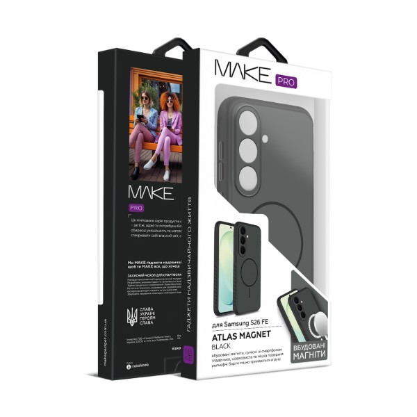 Фото - Чохол для смартфону MAKE Atlas Magnet for Samsung S26 FE, Black (MTLSM-SS26FEBK)