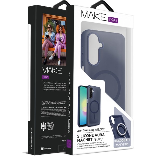 Фото - Чохол для смартфону MAKE Aura Magnet for Samsung Galaxy A18/A17, Blue (MCLAM-SA18/SA17BL)
