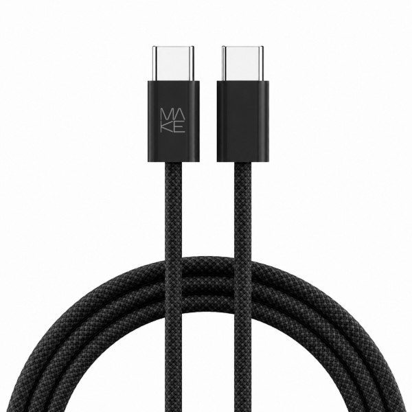 Фото - Кабель MAKE Type-C to Type-C PD 65W 1м Nylon Black (MCB-CN1BK)