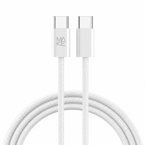 Фото - Кабель MAKE Type-C to Type-C PD 65W 1м Nylon White (MCB-CN1WH)